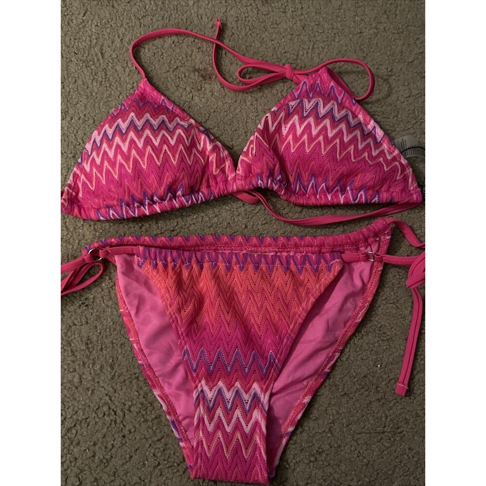 ASBAYSON original 3D Jacquard Sexy Swimsuit Bikini (Rose Powder,M) New